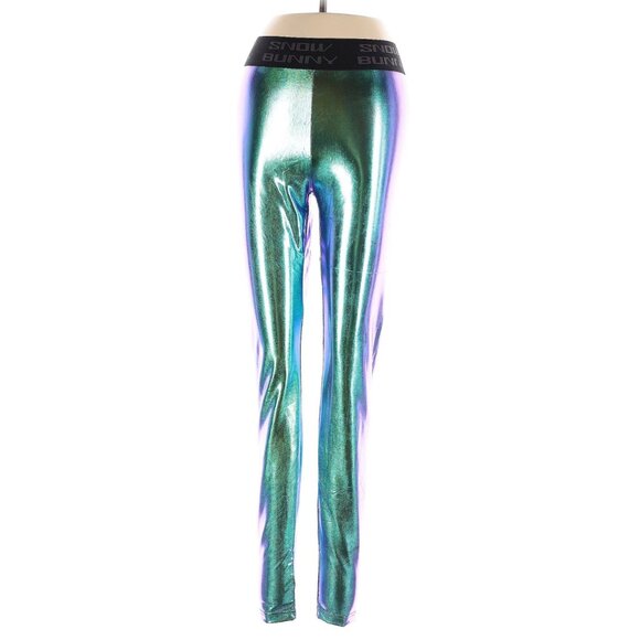 NWT Club Exx Metallic High Waist Iridescent Leggings | Après-Sk Rave Euphoria XS - Picture 3 of 13